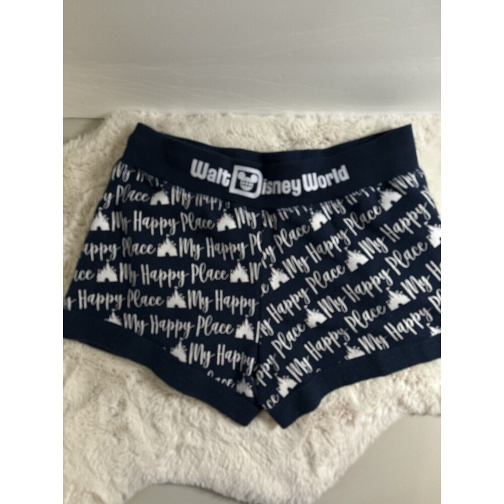 Disney Parks Shorts Bottoms Woman's Size Medium Blue Navy White "Happy Place"